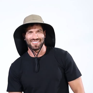 หมวกบักเก็ตเดินป่า มีผ้าคลุม (B153) หมวกปีกกว้าง ใส่เที่ยว เดินป่า หมวกกันแดด ตั้งแคมป์ ปีนเขา มีสายคล้องคอ ใส่ได้ทั้งผู้หญิงและผู้ชาย