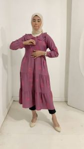 MIDI LYNTERA Pololinen Bordir Wanita Muslimah / DRESS EMBOS WANITA LENGAN PANJANG TERBARU 2025