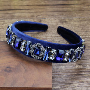 Vintage Hair Accessories Luxury Navy Crystal Hairband Diamante Women Headband For Girls Wedding Headdress