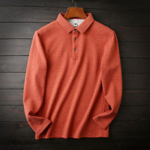 Japanese Style Order Mulberry Silk Wool Export Tail Goods Men Comfortable Heattech Lapel Long Sleeves Bottoming T-shirt Polo Shirt