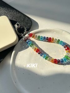 Kiki Ultra Shiny Colorful Rhinestone Mobile Phone Chain Crystal Beads Ccd Bag Chain Digital Accessories Mobile Phone Pendants