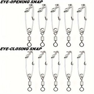 5pcs Longline Fishing Swivel Snap Stainless Steel Longline Snap Swivels Fishing Accessories Eye-opening And Eye Closing Pin