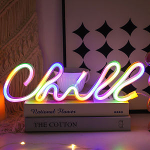 Đèn LED Chạy Bằng Pin USB Đèn Neon Chữ Chill Đèn Ngủ Trang Trí Cho Phòng Ngủ Tiệc Sinh Nhật Đám Cưới Đèn Tường Trong Nhà Ánh Sáng Trắng ấm/Đỏ/Xanh Dương