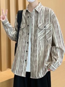 Áo Khoác Sơ Mi Dài Tay Cotton Nguyên Chất Mùa Thu Cổ Điển Mỹ Cổ Điển Rộng Rãi Cho Nam Áo Khoác Ngoài Thường Ngày Thoáng Khí