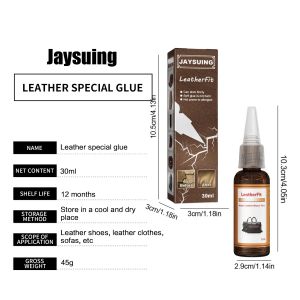 Jaysuing Leather Repair Glue  Leather Skin Refurbish Repair Tool Auto Seat Sofa Coats Hole Scratch Cracks Restoration Ultra-stick Sew Glue Long-lasting Water-proof Strong Glue Repair Fluid Suitable For Repairing Crafts Leather Items (30ml)