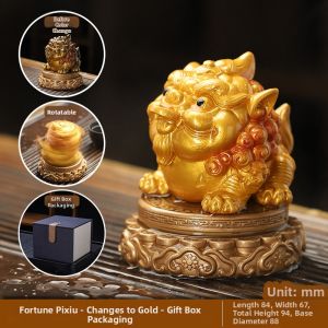 Water-Color-Changing Pixiu Figurine Lucky Charm Tea Table Ornament