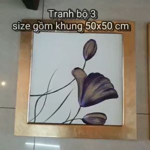 Tranh sơn mài bộ 3 hoa Tulip tím (3 tấm)