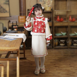 Thickened Winter Childrens Hanfu Ancient Style Girls Summer Dress Year-End Ceremony Clothes Girls Cheongsam Traditional Costume