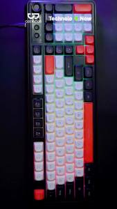 GOOJODOQ KF001 Membrane Keyboard with Number Pad Wireless Bluetooth 2.4G Wired 3 Modes Backlit Silent Compact 98-Key Layout for Office Gaming Study