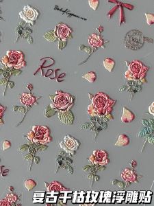 Nghệ Thuật Làm Móng 3D Nổi Cao Giá Trị Thẩm Mỹ Lạnh Phong Cách 5D Rose Series Nail Art Stickers CA Model Đồ Trang Trí Móng Tay