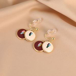 Handmade Color Block Retro Hong Kong Style Womens Earrings No Piercing Required Mosquito Coil Tray Fashion Jewelry Ear Clips