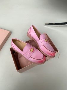 รองเท้า Loafers สำหรับผู้หญิง ทรงหัวมน พื้นแบน ส้นเตี้ย วัสดุหนัง รองเท้าลำลอง สไตล์สตรีท ฤดูใบไม้ผลิ 2023 แบรนด์ InkingPot