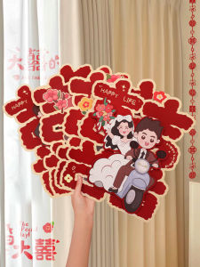 Wedding Decoration 3D Double Happiness Character Stickers Couple Names Customizable Chinese New Home Decoration Wedding Gifts