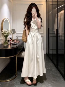 Ge·an·fei | Elegant White Striped Dress