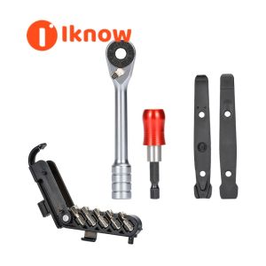 Tôi biết đa chức năng sửa chữa xe đạp Dụng cụ kết hợp gọn & di động Pry lốp tập tin lốp bên ngoài lục giác cờ lê với một thanh vít Ratchet cờ lê cho đi xe đạp