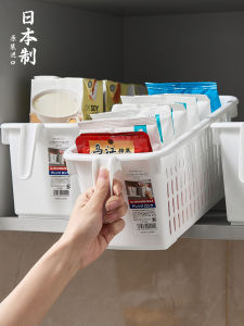 Japanese Import Cabinet Storage Basket Kitchen with Handle Storage Basket Rectangular Plastic Basket Desktop Snack Storage Box