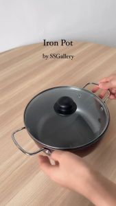 23cm Purple Iron Pot - Two handle Non stick pot