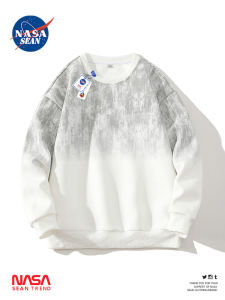 Wassup Panda Gradient round Neck Sweatshirt Mens Spring Autumn Loose Versatile Long Sleeve T-Shirt Casual Fashion Top