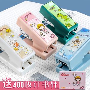 Cute Cartoon Mini Stapler Set Transparent Student Stationery Binding Machine Childrens Supplies Jaofia Brand Simple Design