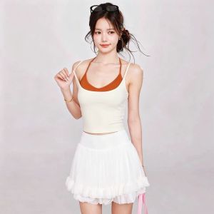 Yoga Sports Bra for Pilates Fitness Colorblock Halter Back Design