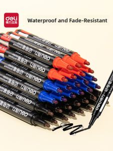 Deli Chalk Pen Thick Head Black Quick Dry Waterproof Oil Resistant Non Fading Fiber Tip for Construction Site Marking