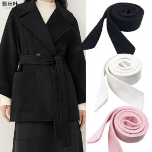 Black Double-Sided Woolen Coat Belt Decorative Womens Fashion Accessory Butterfly Knot Versatile Woolen Coat Accessories