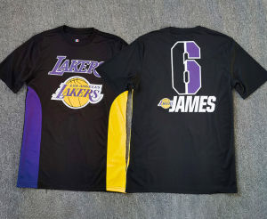 American Style Basketball Short Sleeve Training T-Shirt Quick Dry Mesh Splicing Color Block Los Angeles Lakers James Mens Sportswear