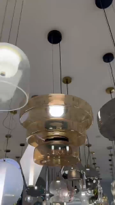 TOMAX Nordic Art Deco Chandelier with Glass Shade Luxury Cream Pendant Light for Restaurant Cafe Vintage Club Homestay Main Warm Lamp