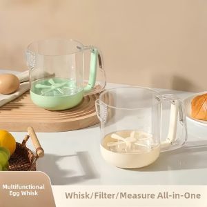 Large Capacity Manual Egg Beater Whisking Cream Baking Kitchen Tool Handheld Egg Beating Cup for Home Use And Professional