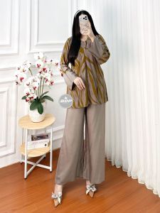 Setelan Tunik Motif Terbaru ZERMY SET LONG TUNIK Rayon Premium Setelan Tunik Terbaru Wanita Muslimah Kekinian