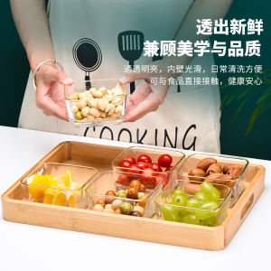 Luxurious Fruit Plate for Home Living Room Guest Candy Snack Grid Partitioned Glass Tray Nordic Style Handmade Golden Edge