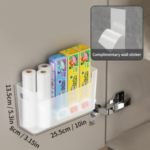 WORTHBUY Wall Mounted Punch Free Self Adhesive Storage Rack Holder Cabinet Door Plastic Organizer Shelf Kitchen Accessories