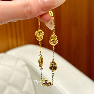 Exquisite New Chinese Style Ice Crushed Gourd Bracelet for Women Super Shiny Golden Dragon Scales Lucky Five Happiness Friends Jewelry