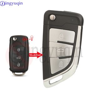 Jingyuqin Modified Flip Car Key Shell For VW Passat Touran Tiguan Golf B5 Caddy Jetta Beetle Polo Seat Ibiza Skoda Fabia Superb