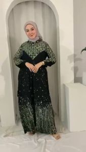 Gamis Twill Rayon Super Lukis Bunga Premium Busui - Motif Galaran