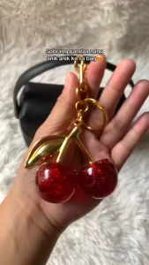Cherry Bag Charm Red Gold Cherry Women Man Bag Pendant Car House Key Chains Decoration Holiday Gift