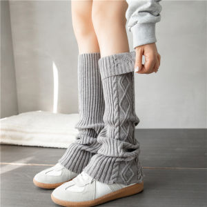 Thickened Woolen Knitted Socks Womens Autumn Winter Warm Cashmere Leggings Double Layered JK Socks Sweet Style Mid-Calf Socks