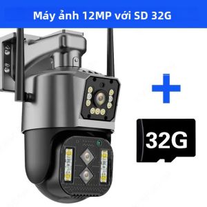 Camera IP WiFi Ngoài Trời 6K 12MP 4K Camera Hai Mắt Xoay PTZ Zoom Lai 10X Tự Động Theo Dõi Chống Nước Camera An Ninh CCTV 128G Với Chức Năng AI