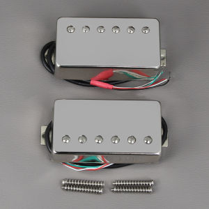 FLEOR Alnico 5 Guitar Humbucker Pickup 4-Wires Neck+Bridge Pickup Set Chrome Fit LP Guitar Parts