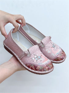 Beijing Style Embroidered Cotton Shoes Breathable Slip-On Womens Footwear Comfortable Flat Heel Traditional Chinese Ethnicity Flavored