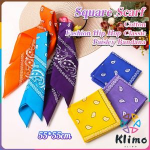 KLIMO Cotton Fashion Hip Hop Classic Bandana Square Scarf 55cm*55cm Black Red Headband Printed For Women/Men/Boys/Girls