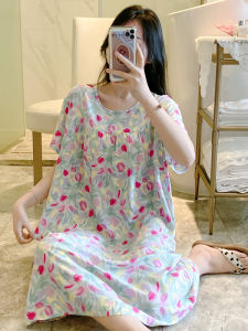 KASIHAN | Đầm Hè Tay Ngắn Cotton Sát-in Hoa