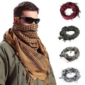 Tactical Hunting Scarf Shemagh Tactical Desert Keffiyeh Head Neck Scarf Arab Wrap with Tassel 43x43 inches