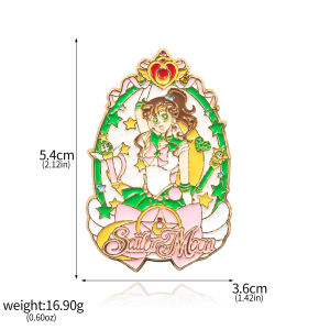 Beautiful Sailor Girl Brooch Cute Cartoon Magic Girl Pin Brooches Moon Stars Badge for Women Men Bags Clothes Accessorie Jewelry
