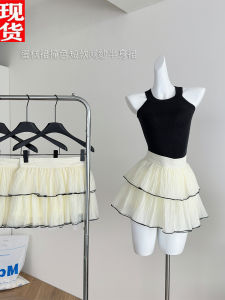 Váy Lưới Chữ a Ngắn Mùa Hè Mới Cho Nữ Váy Ngắn Màu Tương Phản Váy Ngắn Gợi Cảm Váy Ngắn Bằng Vải Polyester Màu Trơn