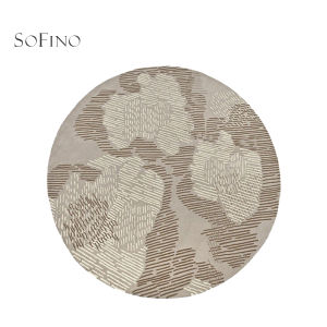 SoFINO | Modern Simple Round Brown Lines High-end Handmade Wool Carpet