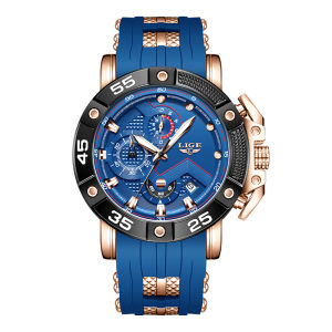 Đồng hồ thời trang Lige cho người đàn ông Chronograph Đồng hồ thể thao chống nước + Hộp