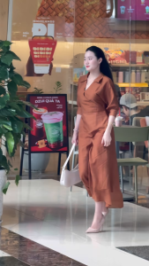 Đầm nữ dáng A xòe 2 lớp tay lỡ kiểu eo xếp ly không túi thời trang GUMAC DF12065