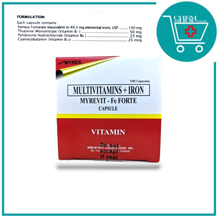 MYREVIT FE FORTE Multivitamins with Iron 100 and 30 Caps Available