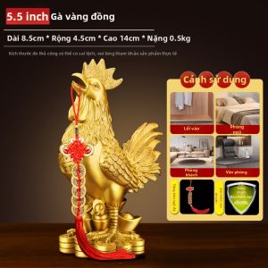 BINYUE | Trang Trí Phong Thủy Gà Trống Vàng Chất Liệu Đồng Sạch